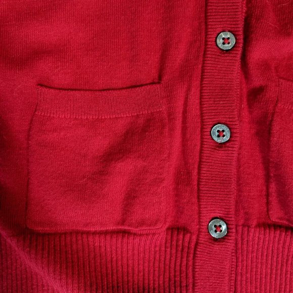 Hollister Long Button Front Bright Red Cardigan Vintage - Picture 3 of 7